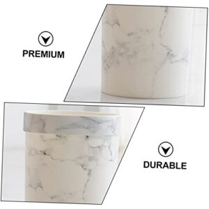 Garneck 1pc Garbage Can Platic Garbage Bin Waste Paper Basket Marble Wastebasket Table Trash Can Small Garbage Bin Small Trash Can Car Trash Can Storage Tank No Cover White Plastic Office