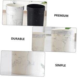 Garneck 1pc Garbage Can Platic Garbage Bin Waste Paper Basket Marble Wastebasket Table Trash Can Small Garbage Bin Small Trash Can Car Trash Can Storage Tank No Cover White Plastic Office