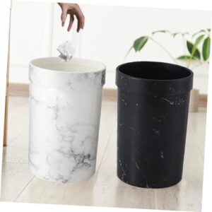 Garneck 1pc Garbage Can Platic Garbage Bin Waste Paper Basket Marble Wastebasket Table Trash Can Small Garbage Bin Small Trash Can Car Trash Can Storage Tank No Cover White Plastic Office