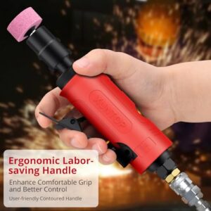 XUNTOP 25000Rpm Pneumatic Straight Die Grinder with After-Exhaust,Straight Die Grinder with Empty Oil Bottle and 1/4" 1/8"Collets Widely Used in Polishing,Edge Smoothing,Deburring