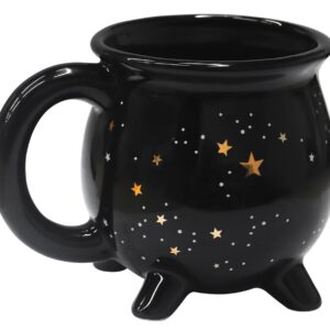 RAISLY Astral Cauldron Coffee Mug 300ml/10oz Black Ceramic Witch Mugs, Adorable Sorceress’s Potion Themed Cups, All-Season Drinkware, Ideal for Christmas Thanksgiving Halloween and Party Presents