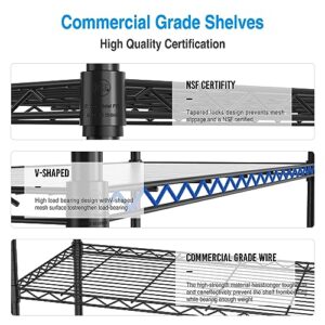 3 Tier NSF Metal Shelf Wire Shelving Unit - Black Set of 2, 1050lbs Capacity Heavy Duty Adjustable Storage Rack with Shelf Liners, Extensible to 6 Tier 2100lbs Shelving Designs, 48" H x 48" L x 18" D