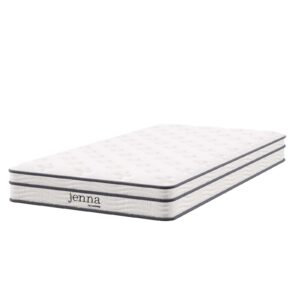 modway jenna 6" innerspring and foam narrow twin mattress in white