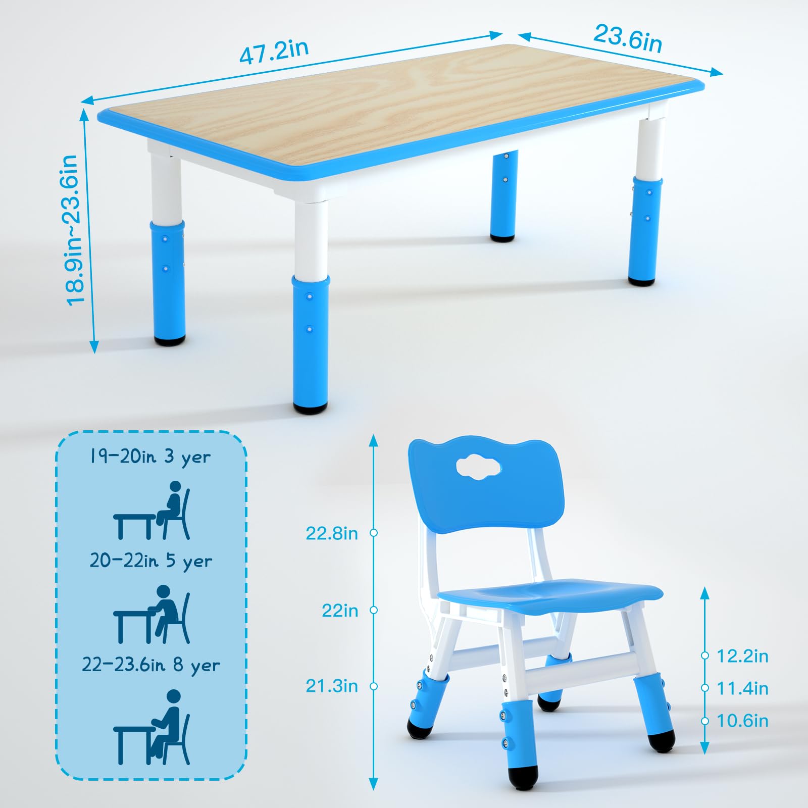 LulliSpace Kids Table and 2 Chairs Set, Height Adjustable Toddler Table and Chair Set,31.5"X23.6"Graffiti Desktop,Activity Table for Daycares,Homes,Classroom,Eco-Friendly, and Stylish Design