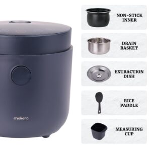 Hakka Low Carb Rice Cooker, 7 Functions Desuger Rice Pot 4 Cups Uncooked Rice with Stainless Steel Steamer MINI Smart Cooker Non-stick Inner 24H Delay Timer