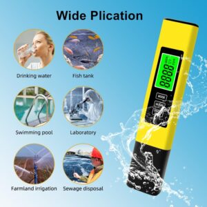 TDS Meter Digital Water Quality Tester,EC Meter & Temperature Meter 4 in 1,for Ro-Rodi System Drinking Water,Water Quality Tester 0-9990 PPM Measuring Range,1 PPM Increments（Yellow）