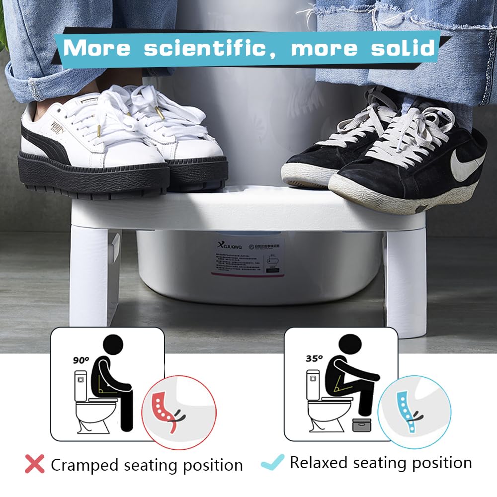 Toilet Stool, Detachable Toilet Stool Portable Step for Home Bathroom, Squatting Toilet Stool, Portable Step for Home Bathroom, Convenient and Compact, Sturdy (7in-White)