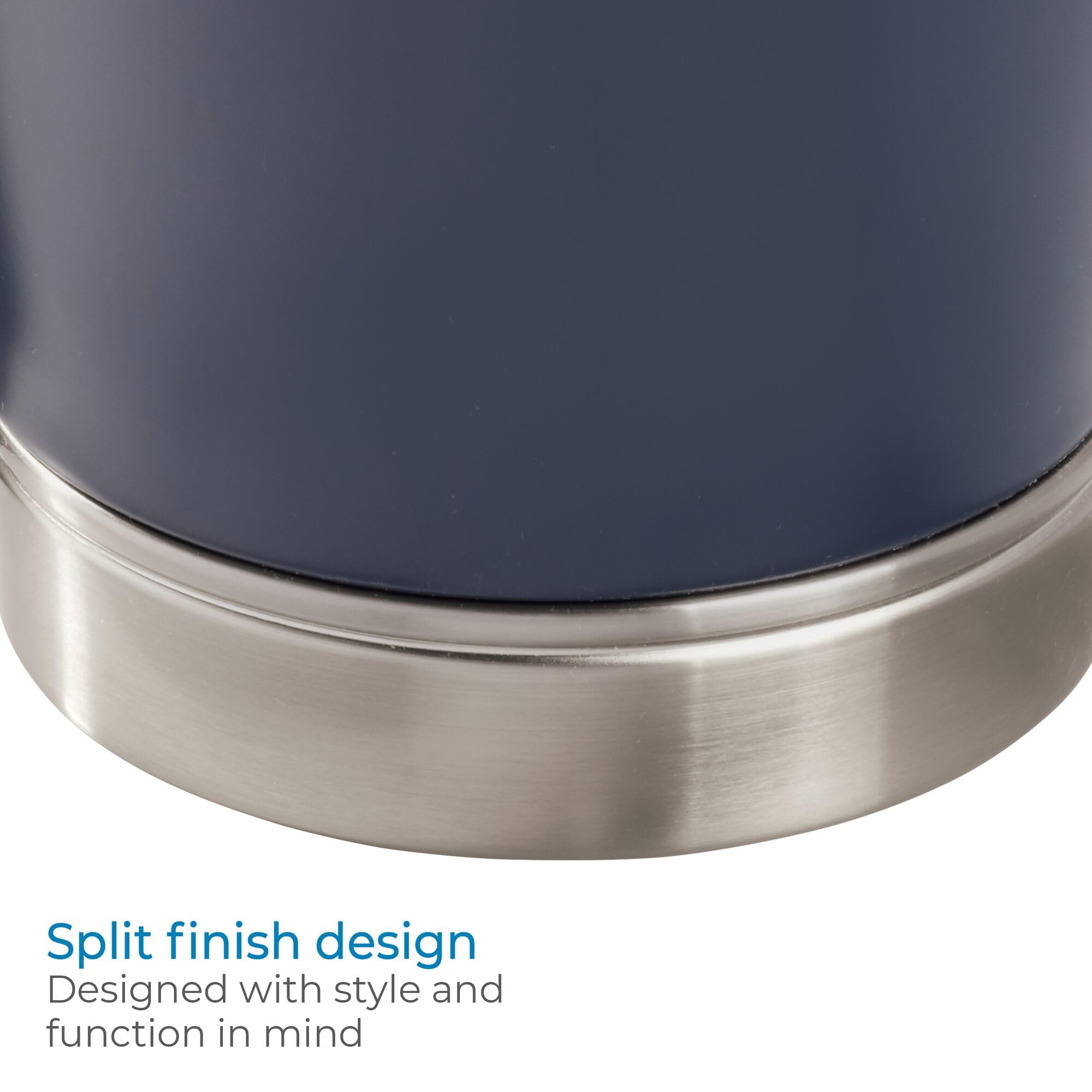 iDesign York Waste Can, Matte Navy/Brushed Nickel