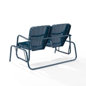 Crosley Furniture CO1032-NV Ridgeland Retro Outdoor Metal Loveseat Glider, Navy Gloss