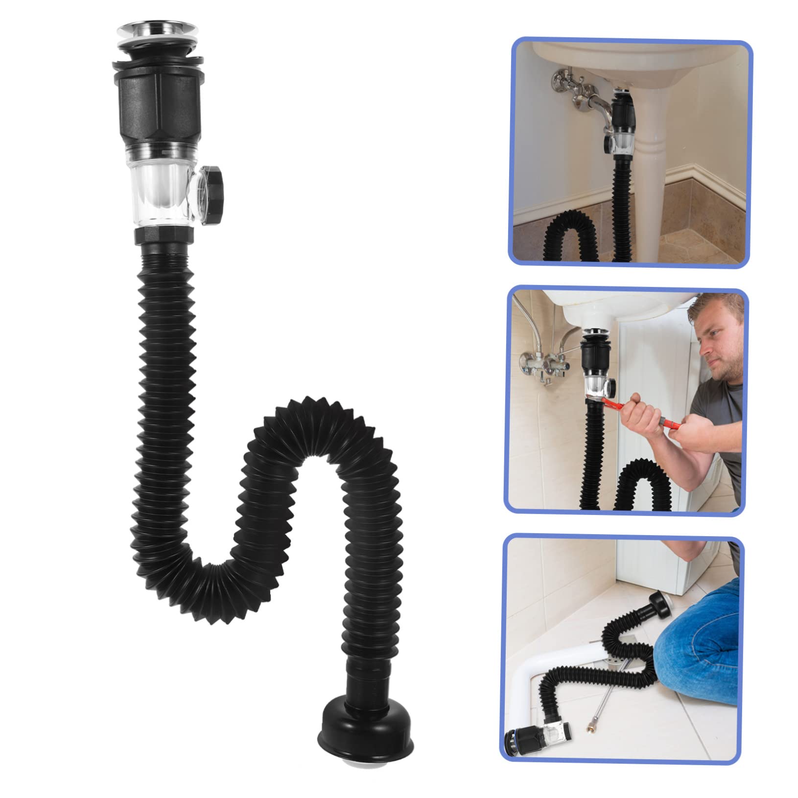 Downpipe Sink Drain Fast Draining Hose Water Bathroom Sink Plumbing Kit Bathroom Sinks Stainless Sink Flexible Drain Kitchen Drain Wall Row Suite Abs