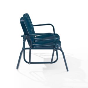 Crosley Furniture CO1032-NV Ridgeland Retro Outdoor Metal Loveseat Glider, Navy Gloss