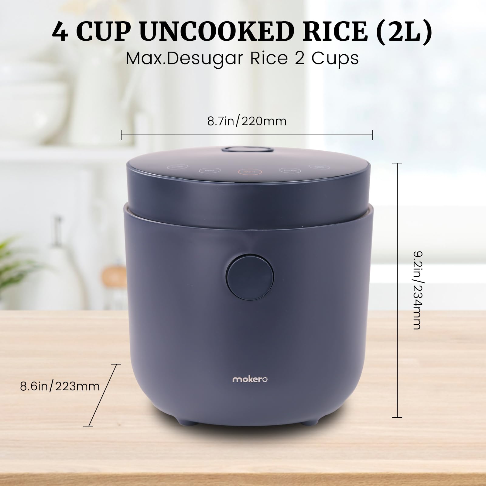 Hakka Low Carb Rice Cooker, 7 Functions Desuger Rice Pot 4 Cups Uncooked Rice with Stainless Steel Steamer MINI Smart Cooker Non-stick Inner 24H Delay Timer