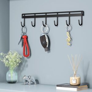 Nmgkokew 2Pcs Kitchen Utility Hooks,Wall Mount Kitchen Utensil Rack with 6 Hooks,Wall Mounted Rail,No Drilling Kitchen Utensil Holder,Space Saving Kitchen Wall Hooks for Kitchen Bathroom. (black)