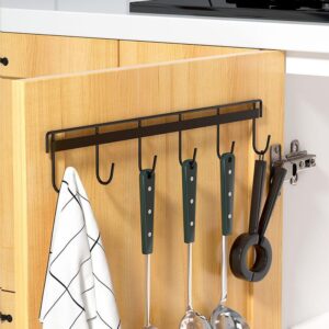 Nmgkokew 2Pcs Kitchen Utility Hooks,Wall Mount Kitchen Utensil Rack with 6 Hooks,Wall Mounted Rail,No Drilling Kitchen Utensil Holder,Space Saving Kitchen Wall Hooks for Kitchen Bathroom. (black)