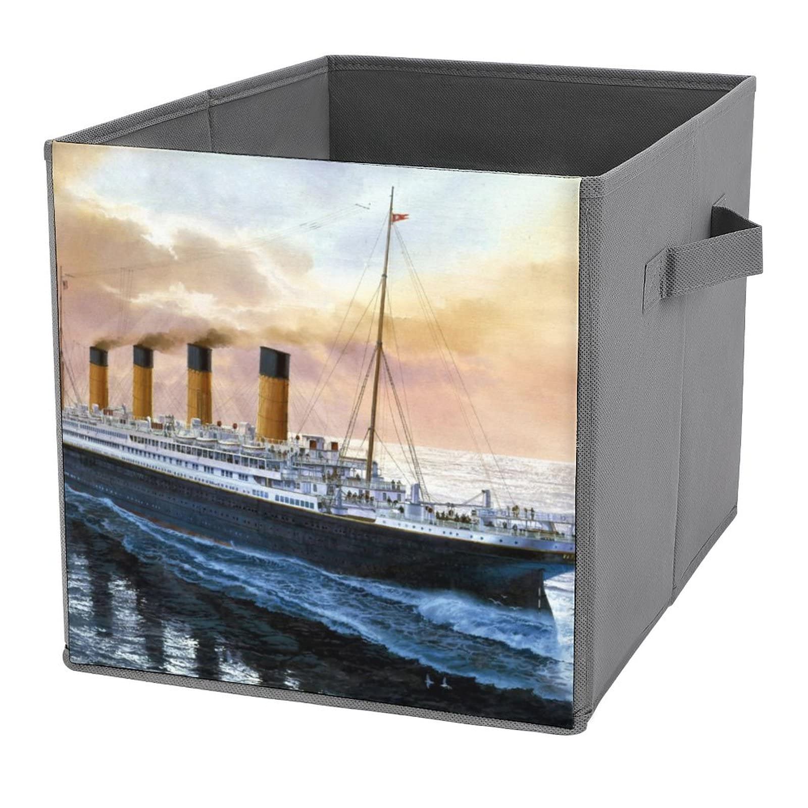 Retro Titanic Famous Old Historic Foldable Storage Bins with Handles Storage Cubes Reusable Closet Organizer for Home Office