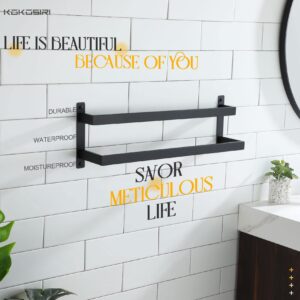 KOKOSIRI 24 Inch Double Towel Bars Bathroom Towel Ring Hand Towel Holder Stainless Steel Wall Mount Matte Black B5008BK-L24+B4008BK-L9