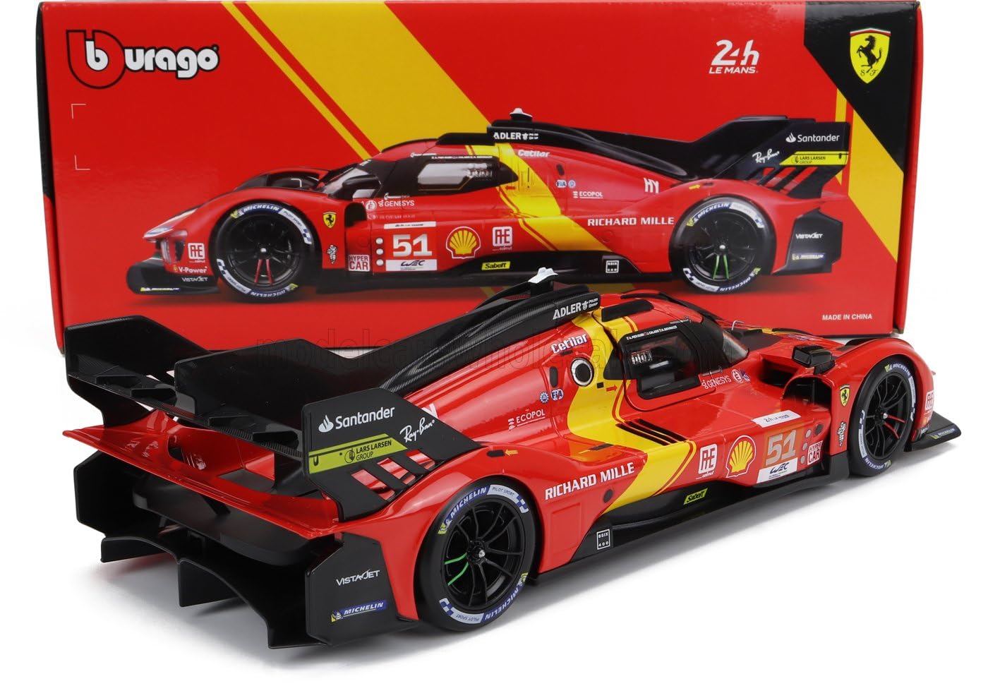 Bburago 2023 Ferrari 499P 3.0L Turbo V6 - Winner Le Mans in 1:18 Scale #18-16301