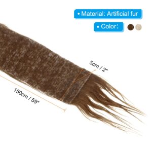 PATIKIL Plush Faux Fur Fabric Precut Strips, 2 Pcs 59" x 2" Fluffy Faux Fur Ribbon for DIY Crafts Christmas Halloween Gnome Beard, Brown, Khaki