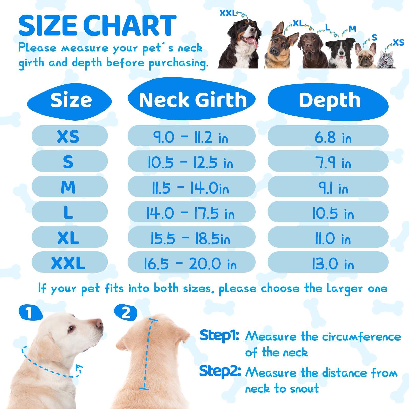 Supet Dog Cone for Dogs After Surgery, Soft Dog Cones for Large Medium Dogs, Comfortable Dog Cone Collar to Stop Licking (Word, XXL (Neck:16.0-20.0"))