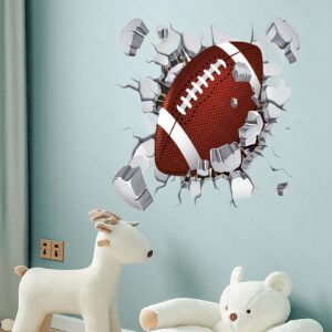 AUOCATTAIL Rugby Break Through Wall Sticker American Football Art Wall Sticker for Decorator Kids Boys Football Lovers and Players Room Decals 2 Sheets