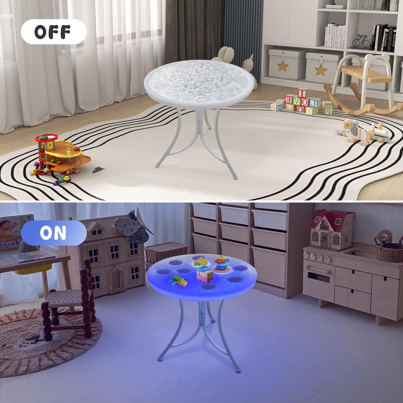 HvaJvny Kids Light Table, Touch Sensitive Light Up Table, Rechargeable Kids Sensory Play Table, Light Sensory Table for Boys Girls