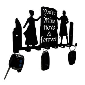 HeavenlyKraft Decorative Metal Key Hooks for Wall, Couple Theme Key Holder, Couple Goal Gifts, Couple Quotes Metal Key Holders Wall Decorative for Home Office Living Room (Black) 8 Hooks