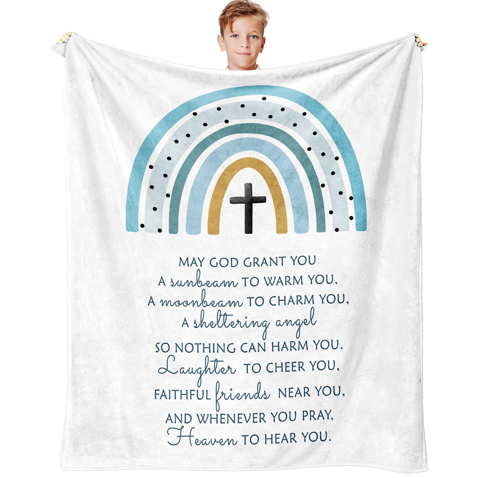 Confirmation Gifts for Teenage Boys, Baptism Gifts for Boys Throw Blanket 60" x 50", Boy First Holy Communion Gifts, Christening Gifts for Boys, Boy Confirmation Gift, Religious Gifts for Teen Boys