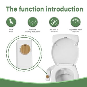 Jecatiy Bidet Attachment, Non-Electric Dual Nozzle Cold Water Bidet Attachment for Toilet Seat, Adjustable Water Pressure, Rear and Feminine Wash, Right or Left Hand Control