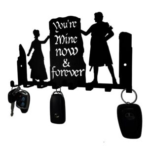 HeavenlyKraft Decorative Metal Key Hooks for Wall, Couple Theme Key Holder, Couple Goal Gifts, Couple Quotes Metal Key Holders Wall Decorative for Home Office Living Room (Black) 8 Hooks