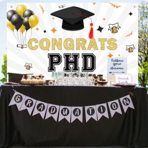 INNORU Congrats PHD Backdrop Banner, PHinally Done Graduation Photography Backdrop Durable Fabric Congrats Grad Banner Congratulations Graduate Graduation Party Decorations Photo Booth Props 6x4ft