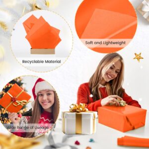 Hlonon Orange Tissue Paper for Gift Bags - 30 Sheets of Orange Wrapping Tissue Paper Bulk Packaging Paper for Weddings Birthday DIY Project Christmas Halloween Thanksgiving Gift Wrapping Crafts Decor