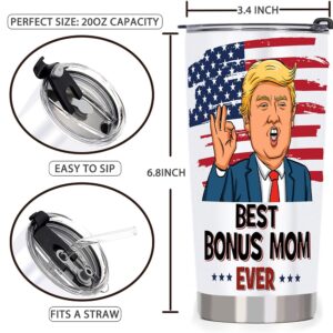 AREOK Gifts for Bonus Mom Gifts, Best Bonus Mom Ever Gifts from Daughter - Christmas Birthday Gifts for Bonus Step Mom, 20 OZ Stainless Steel Insulated Bonus Mom Tumbler Cup