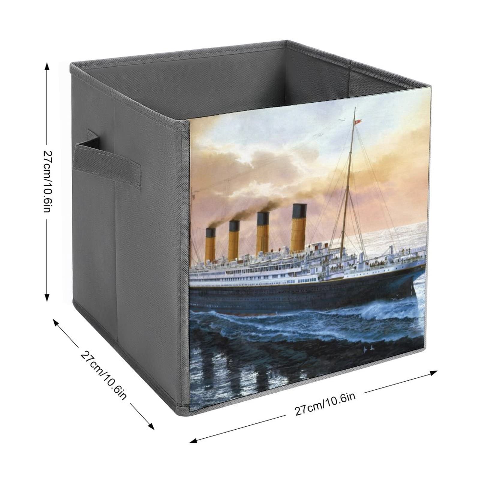 Retro Titanic Famous Old Historic Foldable Storage Bins with Handles Storage Cubes Reusable Closet Organizer for Home Office