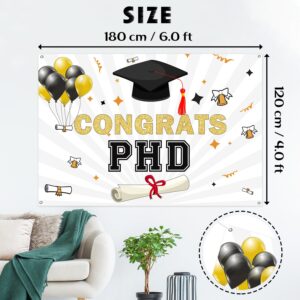 INNORU Congrats PHD Backdrop Banner, PHinally Done Graduation Photography Backdrop Durable Fabric Congrats Grad Banner Congratulations Graduate Graduation Party Decorations Photo Booth Props 6x4ft