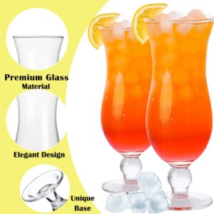 Cheardia 6 Pack Hurricane Glass, 14 oz Pina Colada Glasses Clear Tulip Drinking Cups for Juices, Cocktails, Full-Bodied Beer, Tropical Drinks, Water, Beverages