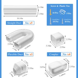 WEETALL 9 Ft Cover for AC Lines with Flexible Duct, Decorative Upgrade PP 3 Inch Line Set Cover for Ductless Mini Split Air Conditioner, Full Set Suitable for Heat Pumps Indoor & Outdoor