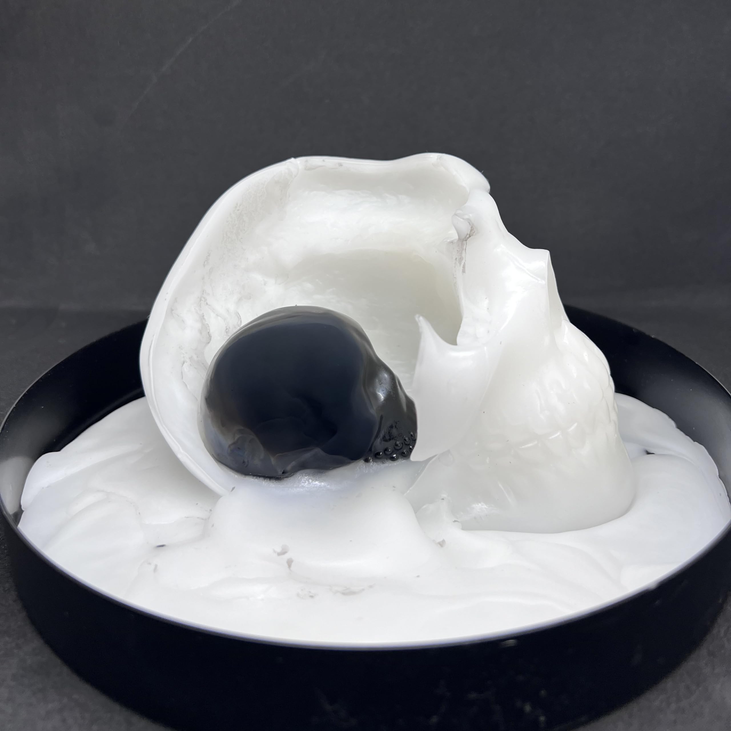 Wick Works Glass Skull Candle | Melt Reveal Inner Glass Skull | Large 6” L | Longe Burn Time! | Beautiful Gift Box | Bedroom or Home Decor | Unique Gothic Spooky Goth Gift (Black, Unscented)