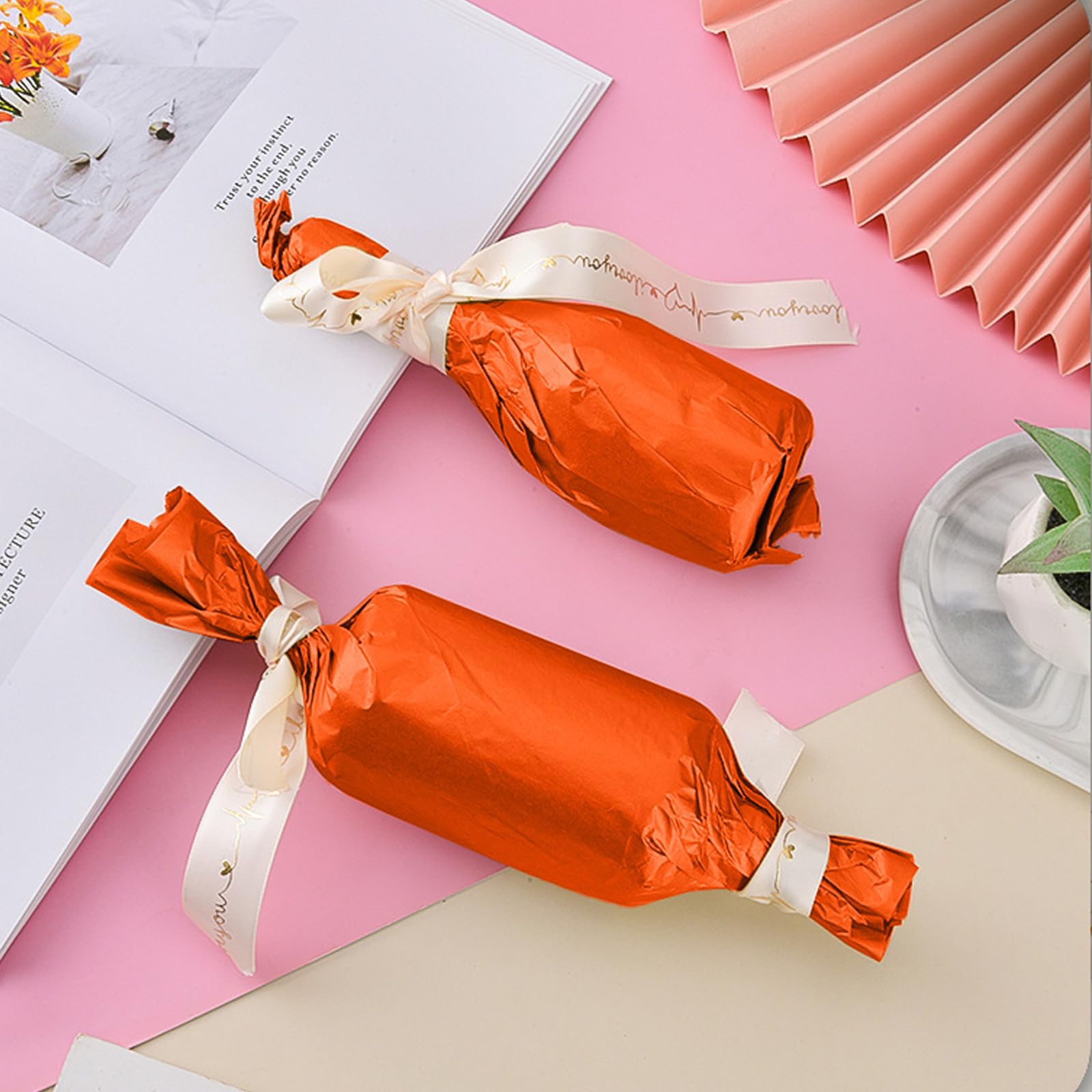 Hlonon Orange Tissue Paper for Gift Bags - 30 Sheets of Orange Wrapping Tissue Paper Bulk Packaging Paper for Weddings Birthday DIY Project Christmas Halloween Thanksgiving Gift Wrapping Crafts Decor