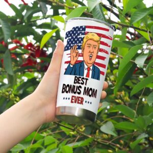 AREOK Gifts for Bonus Mom Gifts, Best Bonus Mom Ever Gifts from Daughter - Christmas Birthday Gifts for Bonus Step Mom, 20 OZ Stainless Steel Insulated Bonus Mom Tumbler Cup