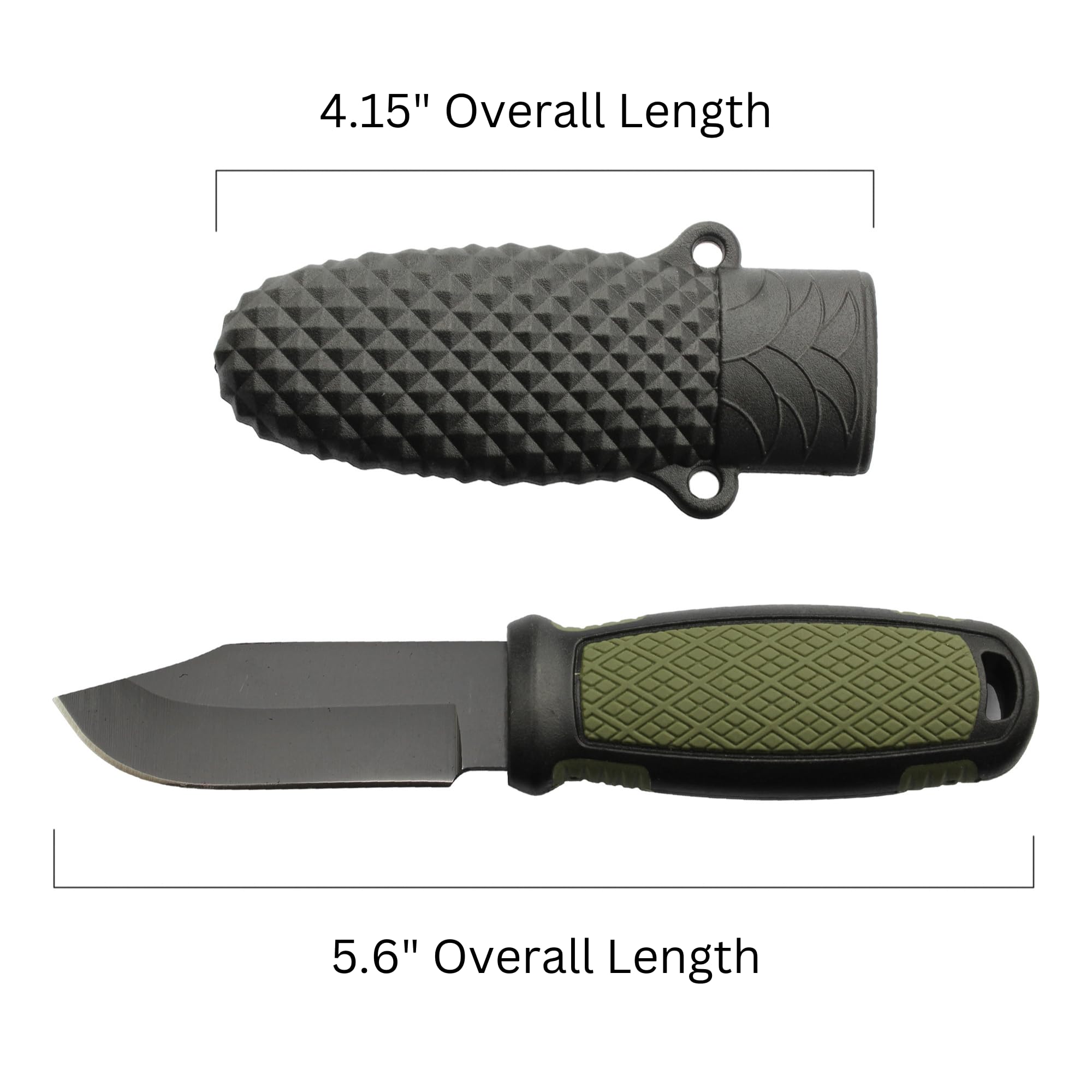 RPG Mini Small Black Full Tang Fixed Blade EDC Tactical Neck Knife with Link Chain Necklace & Plastic Molded Sheath - Concealable Minimalist EDC Survival Knife - 2.5 inch Blade - Stainless Steel