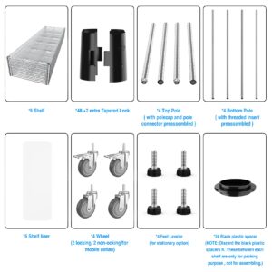 Metal Shelf Wire Shelving Unit, Heavy Duty NSF 6 Tier 6000lbs Adjustable Storage Rack Commercial Grade Utility Steel Storage Rack with 5in Wheels and Shelf Liners - 18" D x 60" L x 87.5" H- Chrome