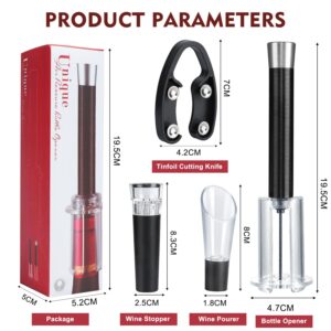 Wino on the Go Wine Opening Set, Air Pump Wine Bottle Opener Set, The Perfect Wine Opener, Wine Aerator Pourer Spout, Momentum Wine Opening Set, Wine Opener Pump(Aluminum head,Black)