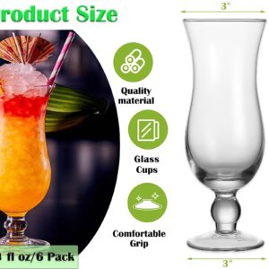 Cheardia 6 Pack Hurricane Glass, 14 oz Pina Colada Glasses Clear Tulip Drinking Cups for Juices, Cocktails, Full-Bodied Beer, Tropical Drinks, Water, Beverages