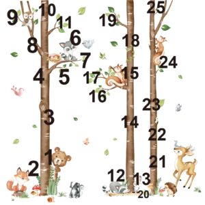 decalmile Large Birch Tree Forest Animals Wall Stickers Bear Rabbit Fox Deer Wall Decals Baby Nursery Toddler Bedroom Living Room Wall Decor(H: 63inches/ 160cm)