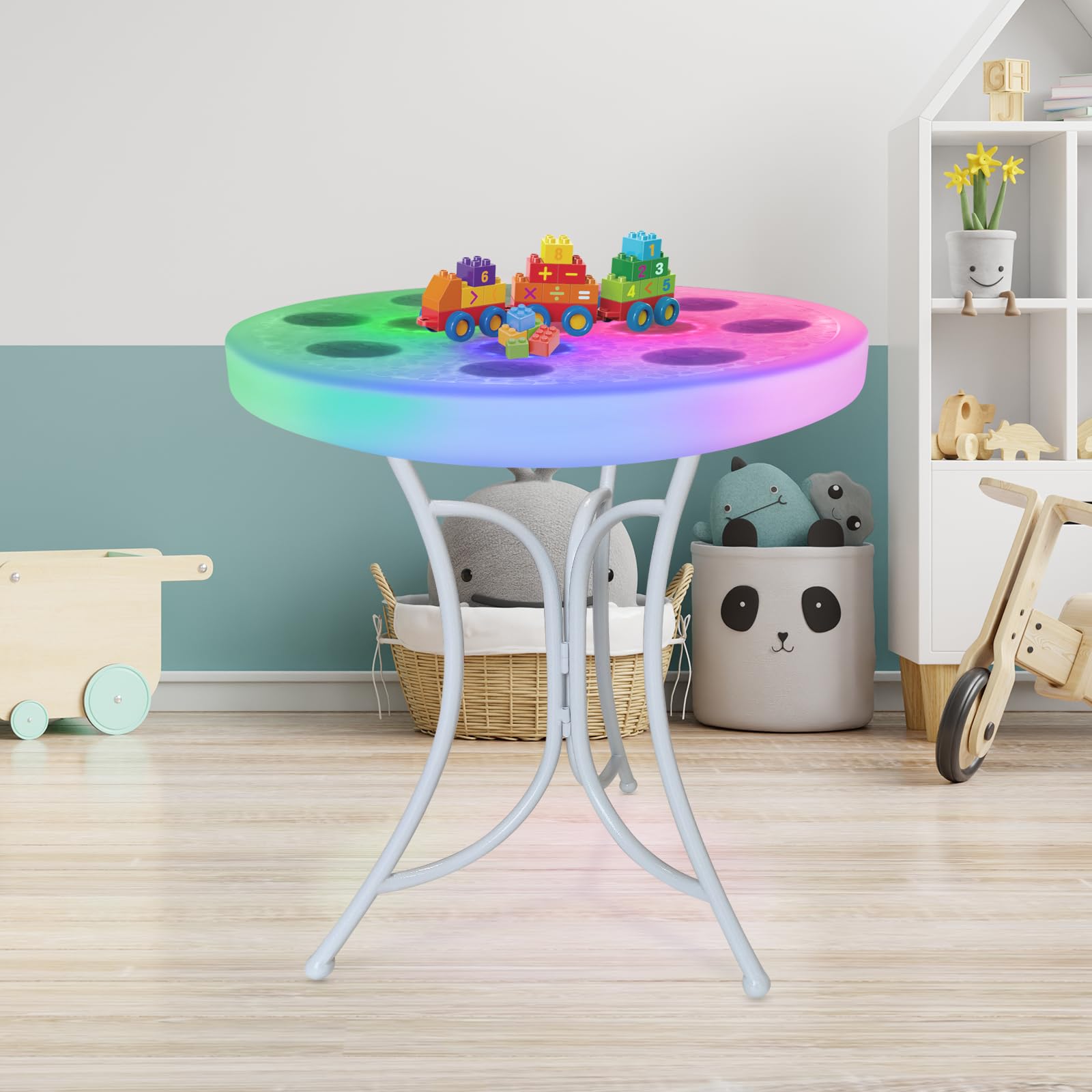 HvaJvny Kids Light Table, Touch Sensitive Light Up Table, Rechargeable Kids Sensory Play Table, Light Sensory Table for Boys Girls