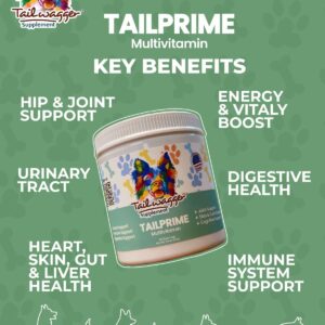 Tailwagger Hip, Joint, Energy & Vitaly Support Supplement for Dogs - Supports Digestive Health, Immune System, Heart and Skin Health - 30 Servings, 7.9 oz.