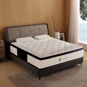 KOANTTI King Size Mattress,14 Inch Memory Foam Hybrid White King Mattresses,Pocket Spring King Mattress in a Box for Sleep Supportive Pressure Relief,Medium Firm Mattress.