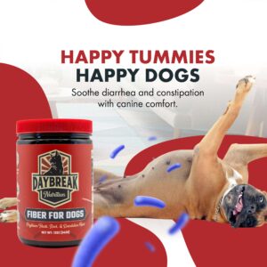 Daybreak Nutrition Fiber for Dogs Psyllium Husk, Beet Root, Dandelion Root, and Prebiotics to Aid in Relief from Diarrhea, Constipation, Anal Gland Issues, and Scoots