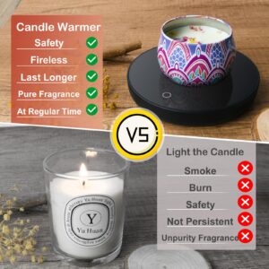 Large Candle Warmer Plate, Coffee Mug Warmer with Timer, Electric Wax Melt Warmer for Scented Wax, Home Fragrance Candles Jar Warmer Safely Releases Scents Without a Flame