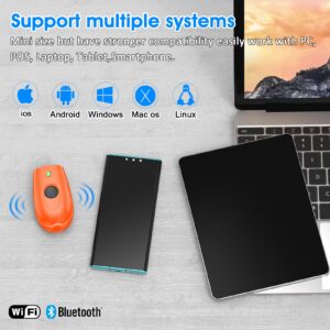 Symcode Bluetooth Barcode Scanner Mini 1D Small Portable Barcode Scanner 3-in-1 Bluetooth & 2.4G Wireless & USB Wired Barcode Scanner with Android,iOS,Computers,Windows